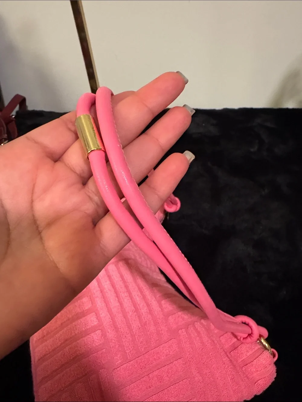 Source Unknown Pink Textured Shoulder Bag